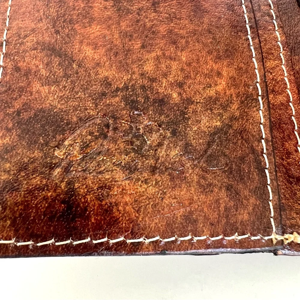 PATRICIA NASH Terresa Leaves Pattern Brown Tan Tooled Leather Wallet NWOT
